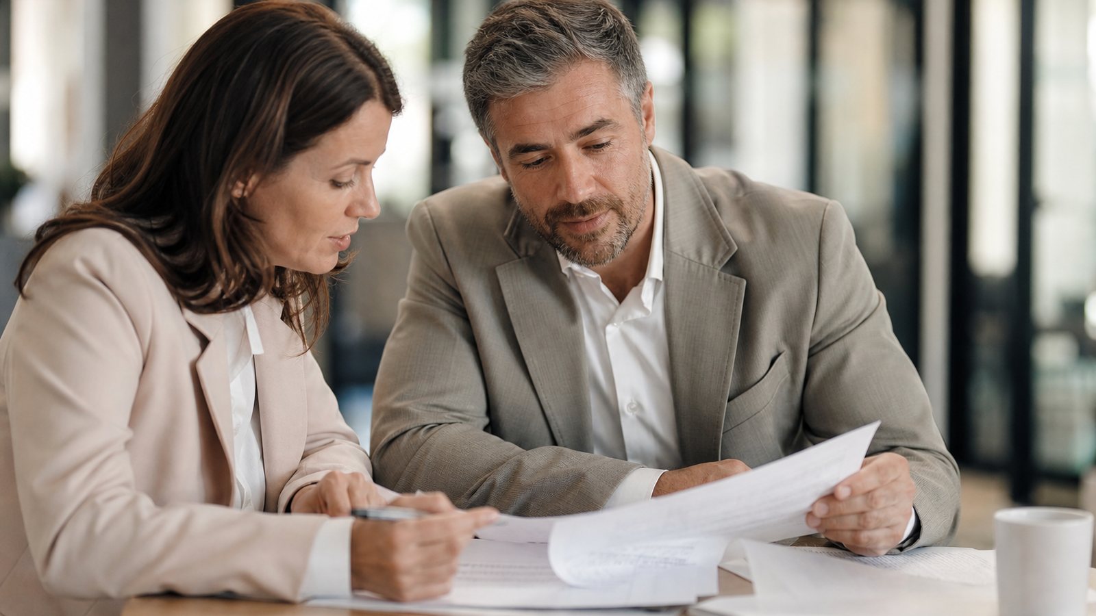 Dirigeant et client fixant ensemble un calendrier de versements sur un dossier
